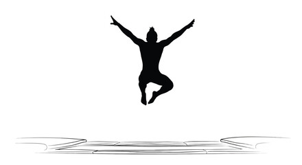 Silhouette of a person jumping over a gap, symbolizing overcoming challenges and achieving goals