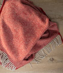 Red Woven Throw Blanket with Tassels