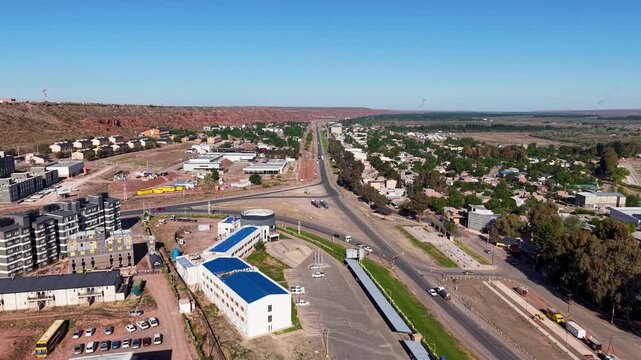 Aerial view of the city of A&ntilde;elo, Neuqu&eacute;n. Shale Capital. Vaca Muerta.