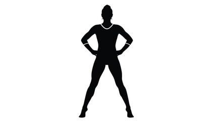 Silhouette of a confident woman standing with hands on hips strong female figure in a power pose