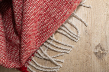 Red Woven Throw Blanket with Tassels