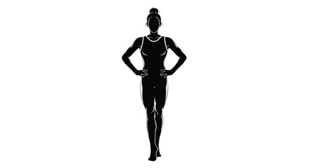 Silhouette of a woman posing with hands on hips artistic vector illustration of fashion model