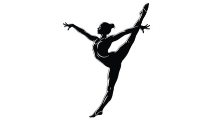 Silhouette of a gymnast performing a split artistic vector illustration of rhythmic gymnastics