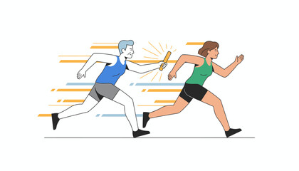 Passing the Baton: Business Teamwork, Mentorship, and Succession Planning Concept