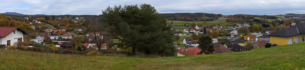 Panoramic view of Willersdorf, Oberwart district, Burgenland, Austria, Europe, Central Europe
