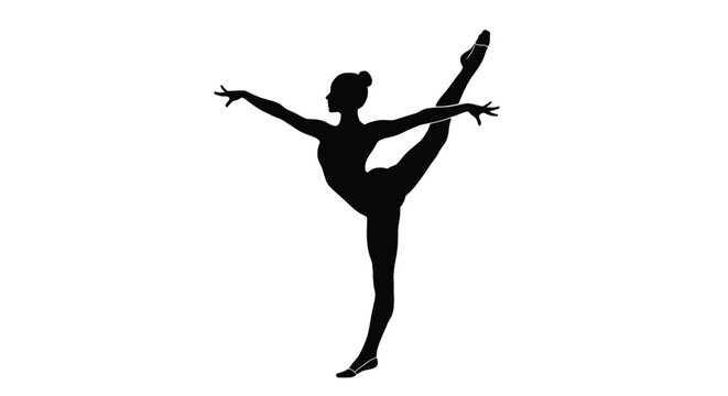 Silhouette of a female dancer performing a bow and arrow stretch