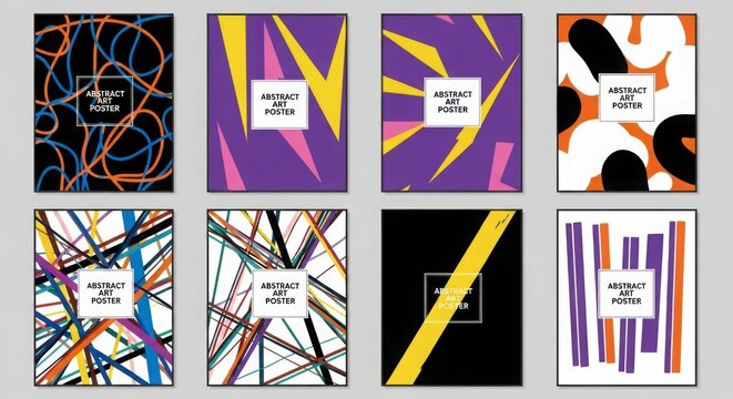 Collection of abstract background designs for posters, flyers, brochures, and other creative projects isolated on white background