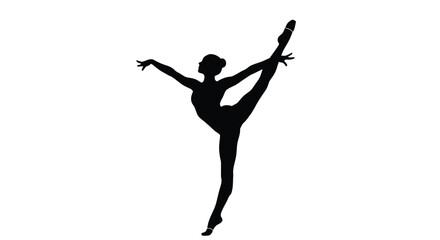 Silhouette of a graceful ballet dancer posing elegant ballerina performing a dance move with perfect balance