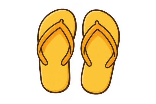 Yellow flip-flops representing summer vacation and beach footwear
