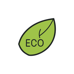 Obraz premium Green eco friendly leaf icon vector symbol