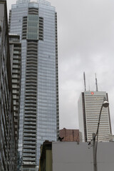 Obraz premium looking east on Lane North Adelaide East Duncan to Shangri-La Hotel tower and First Canadian Place, BMO, Bank of Montreal from Duncan St, Toronto