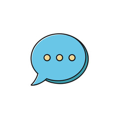 Blue chat bubble symbol with typing dots
