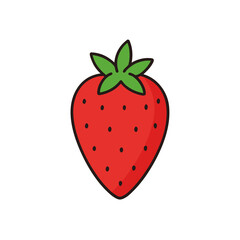 Red strawberry fruit icon cartoon drawing