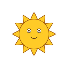 Happy cartoon sun icon with smiling face