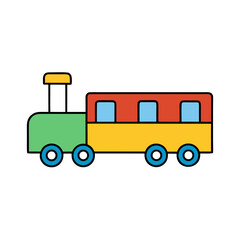 Cute flat design toy train icon isolated