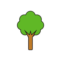 Green tree icon illustration, simple style