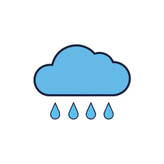 Simple blue cloud with falling raindrops