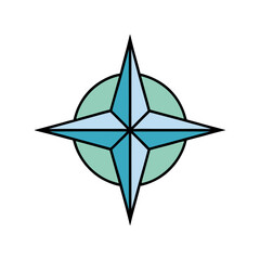 Stylized blue compass rose direction icon