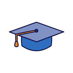 Graduation cap education icon flat vector