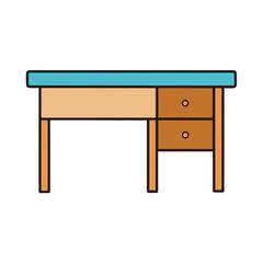 Simple cartoon office desk with two drawers