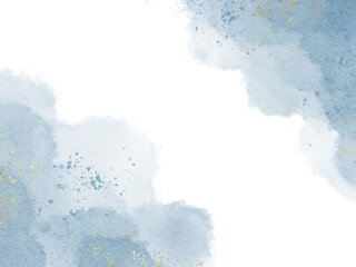 Blush blue watercolor stains Paint stroke hand drawn for illustration design, invitation and birthday .Abstract watercolor background.