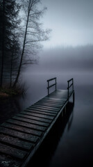 Fototapeta premium An abandoned seaside pier in winter