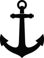 Silhouette of a traditional maritime anchor, featuring a central shank with a prominent ring at the top for attachment.