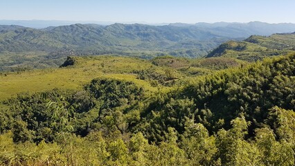 Obraz premium Green Landscape with Mountains and Trees, Nature Scenery, Outdoors