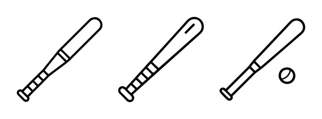 Baseball bat vector illustration for sports equipment design and baseball game graphic resources set