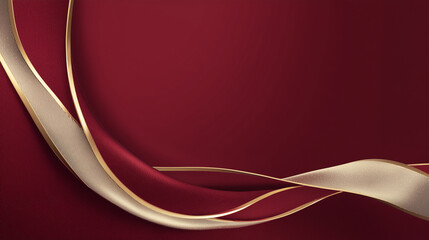 Elegant design with deep crimson background and gold abstract swirl for holiday greetings