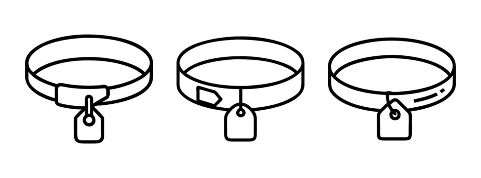 Collection of pet collars with id tags vector illustration for pet owners and animal lovers design