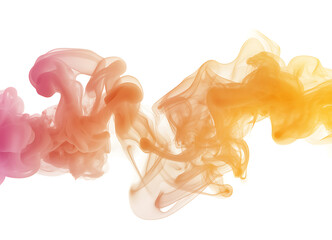 Abstract colorful ink on transparent background isolated, liquid ink, vibrant color fluid, flowing ink underwater, with copy space