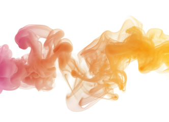 Abstract colorful ink on transparent background isolated, liquid ink, vibrant color fluid, flowing ink underwater, with copy space