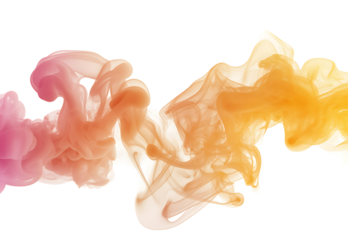 Abstract colorful ink on transparent background isolated, liquid ink, vibrant color fluid, flowing ink underwater, with copy space