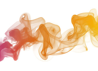 Abstract colorful smoke moving on transparent background isolated with copy space, liquid ink, vibrant color fluid, flowing ink underwater