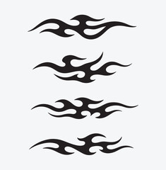 Tribal Flame Tattoo Symbol with Y2K Edgy Aesthetic, Abstract Burning Fire Silhouette, High Contrast Sharp Line Ornament for Fashion Graphic, Sticker Print and Digital Art Asset