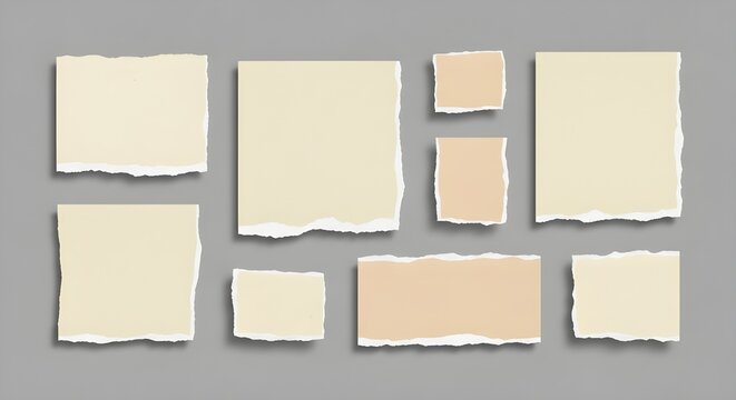 Conjunto de hojas de papel blancas rotas o rasgadas.
 Borde del libro de recortes, desgarro del cuaderno o ilustraci&oacute;n vectorial dividida de p&aacute;gina en blanco.
 Adorno realista abstracto o clip art de