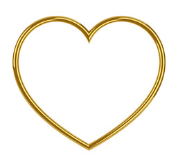 Luxurious shiny golden heart-shaped frame, representing love and elegance, perfect for decorative elements on transparent background