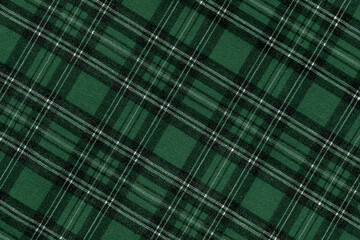 Christmas Tartan Plaid Seamless Design Checkered plaid. Cloth Pattern background of Scottish style. New year textile decorations. green Black top view. empty tablecloth table cloth diagonal texture