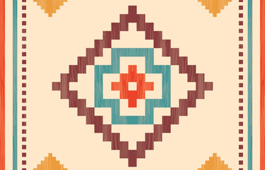 Southwest Native American seamless pattern, boho tribal Aztec Navajo geometric textile design, desert ethnic fabric background.