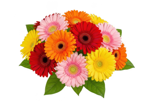 3d vibrant gerbera daisy bouquet isolated on transparent background - Powered by Adobe