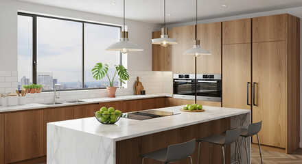 modern kitchen and bathroom interior with contemporary white furniture