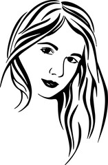 Woman Face Line Art Vector 