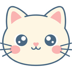 Adorable Kitten Head Vector Illustration with Pink Cheeks