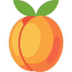 Bright Yellow Nectarine Vector Icon with Transparent Background