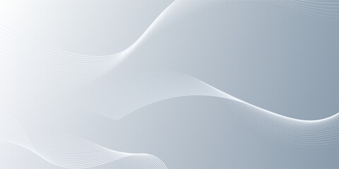 White abstract background with wavy lines. Digital future technology concept in the silver theme color.