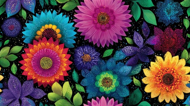 Happy New Year 2026 Seamless Pattern: Floral mandala fireworks motif, boho decorative style
