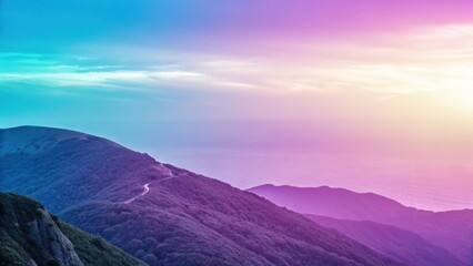 A stunning landscape featuring rolling hills that gently slope towards the ocean, illuminated by a...