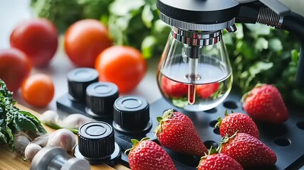 Investigating Food Quality: Close-Up of Fresh Produce Under Scientific Scrutiny