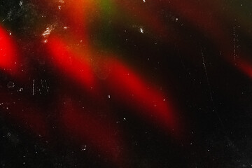 Overlay. Old film light leaks texture with scratches, noise, iridescent stripes. Rainbow lens flare effect, camera film filter with bokeh, dust, grain. Distressed retro movie, photo burn effect. 